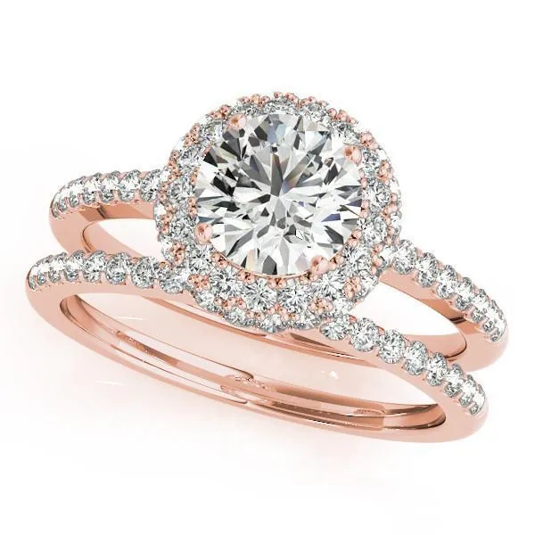 Cassidy Round Center Stone Double Diamond Halo Half Dome Basket Engagement Ring