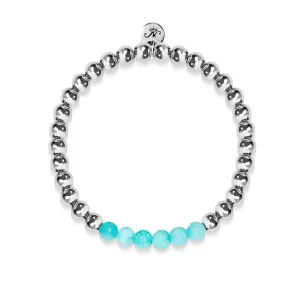 Cheerful | Silver | Aquamarine Jade | Gemstone Expression Bracelet