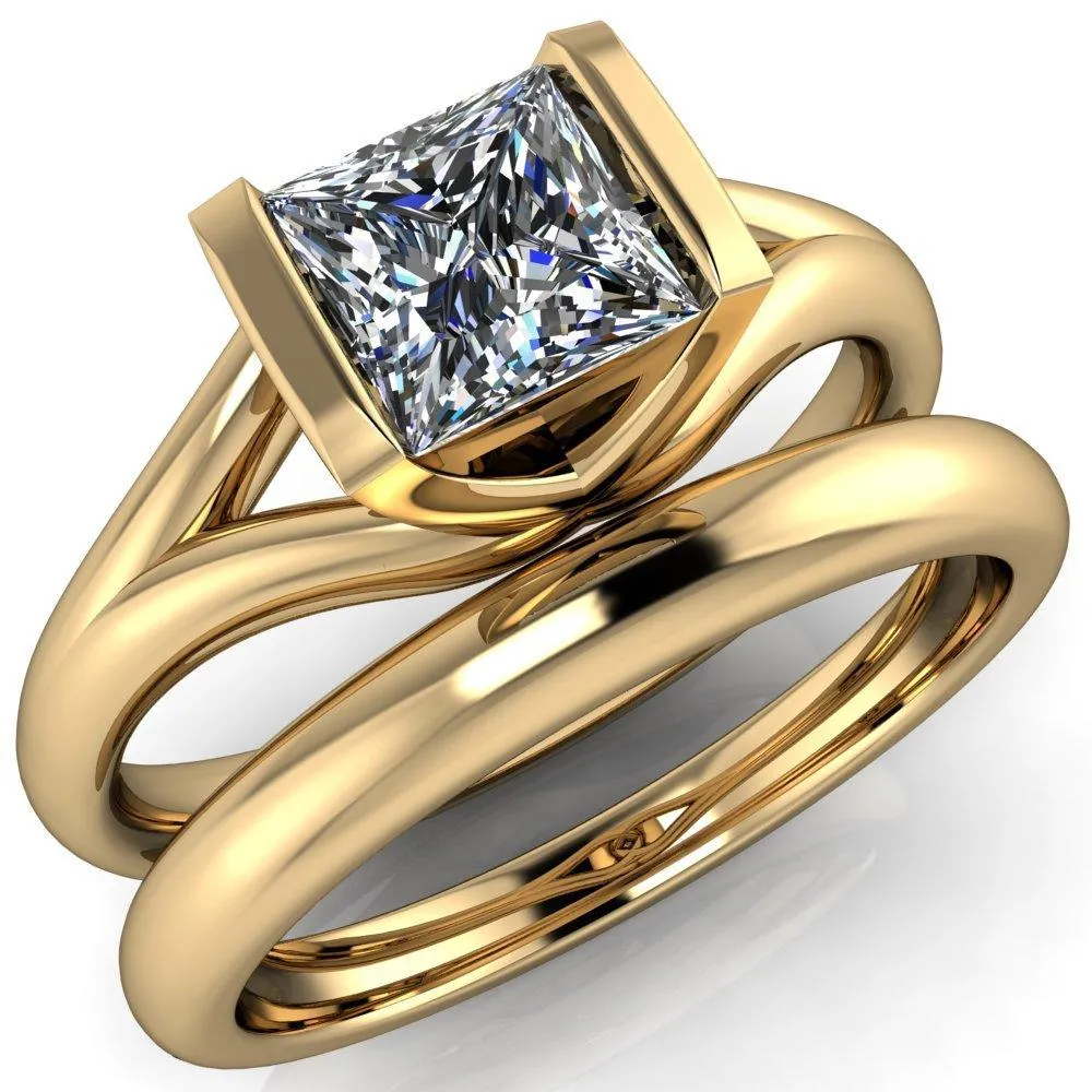 Cheshire Princess/Square Split Shank Half Bezel Engagement Ring
