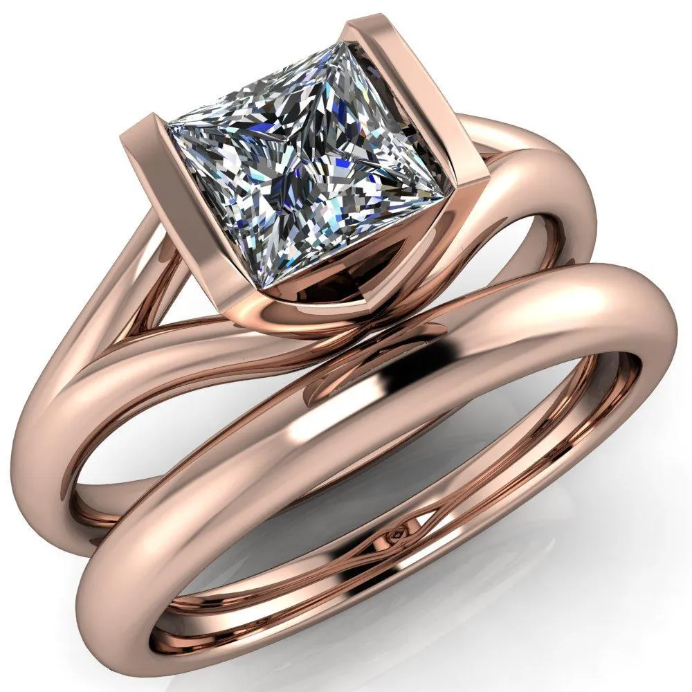 Cheshire Princess/Square Split Shank Half Bezel Engagement Ring