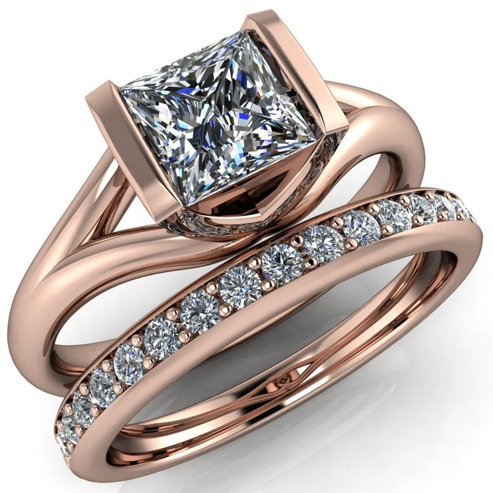 Cheshire Princess/Square Split Shank Half Bezel Engagement Ring
