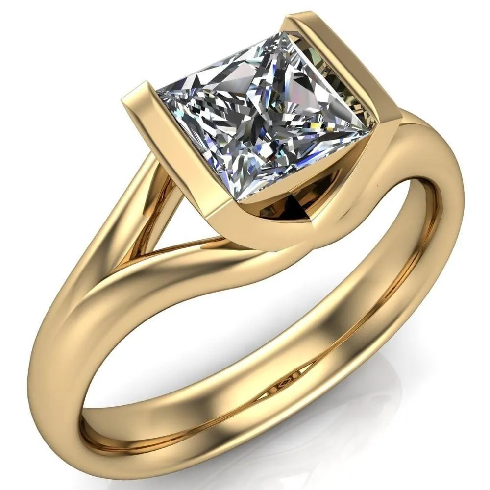 Cheshire Princess/Square Split Shank Half Bezel Engagement Ring