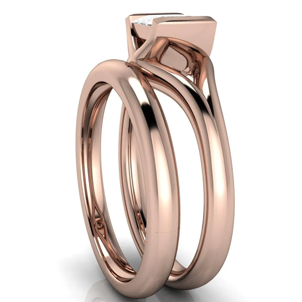 Cheshire Princess/Square Split Shank Half Bezel Engagement Ring