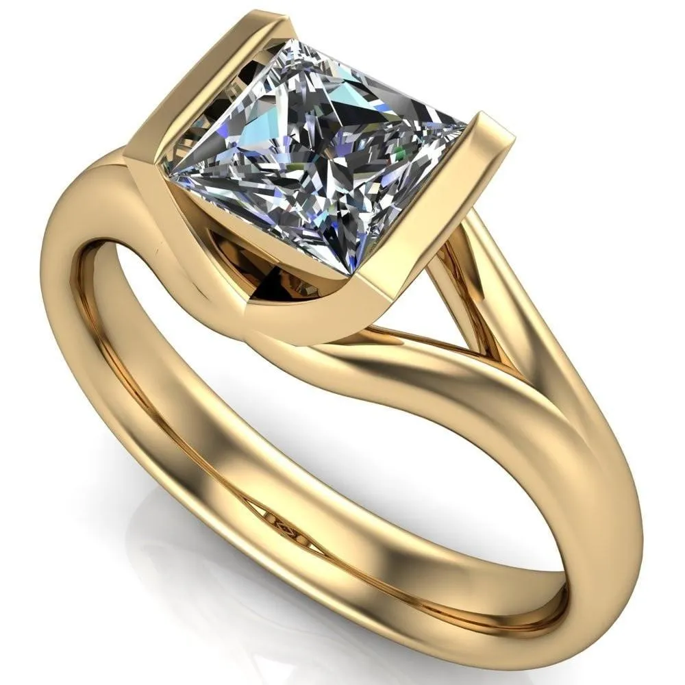 Cheshire Princess/Square Split Shank Half Bezel Engagement Ring