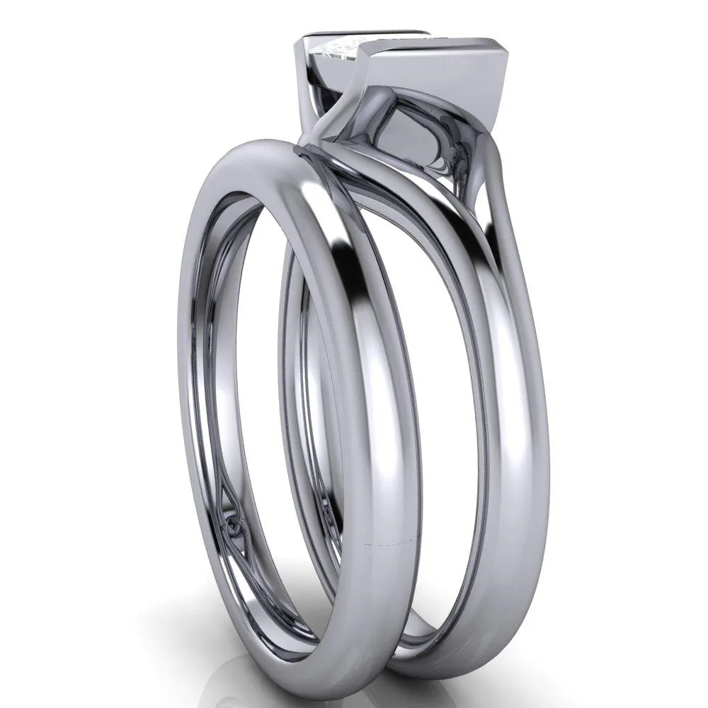 Cheshire Princess/Square Split Shank Half Bezel Engagement Ring