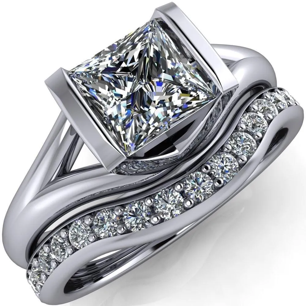 Cheshire Princess/Square Split Shank Half Bezel Engagement Ring