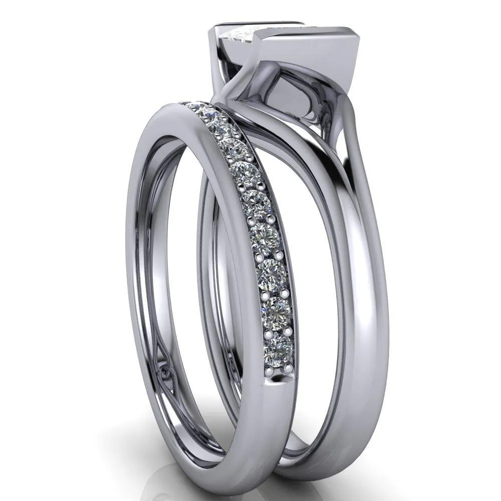 Cheshire Princess/Square Split Shank Half Bezel Engagement Ring