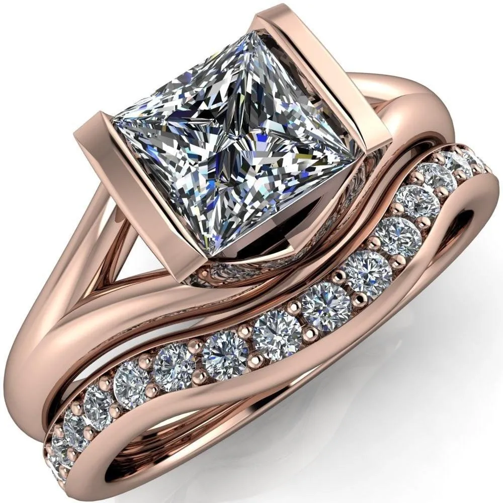 Cheshire Princess/Square Split Shank Half Bezel Engagement Ring