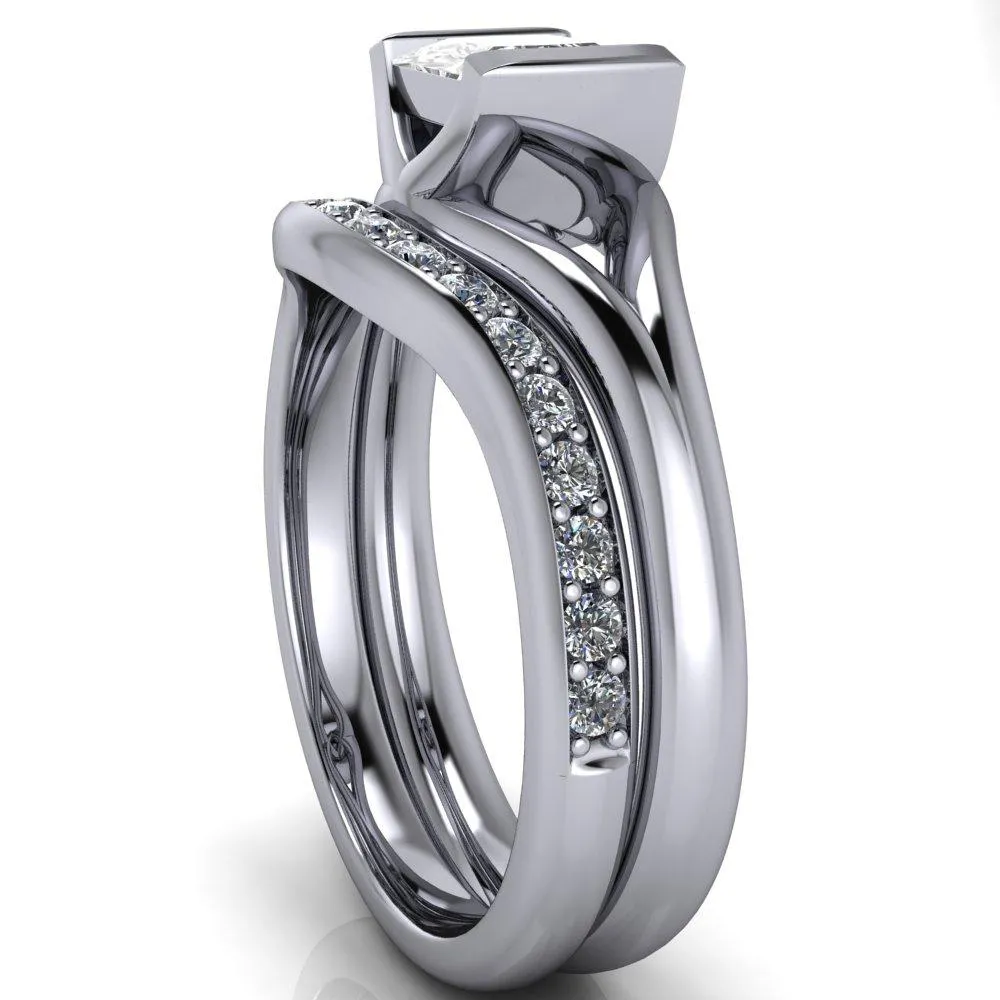 Cheshire Princess/Square Split Shank Half Bezel Engagement Ring