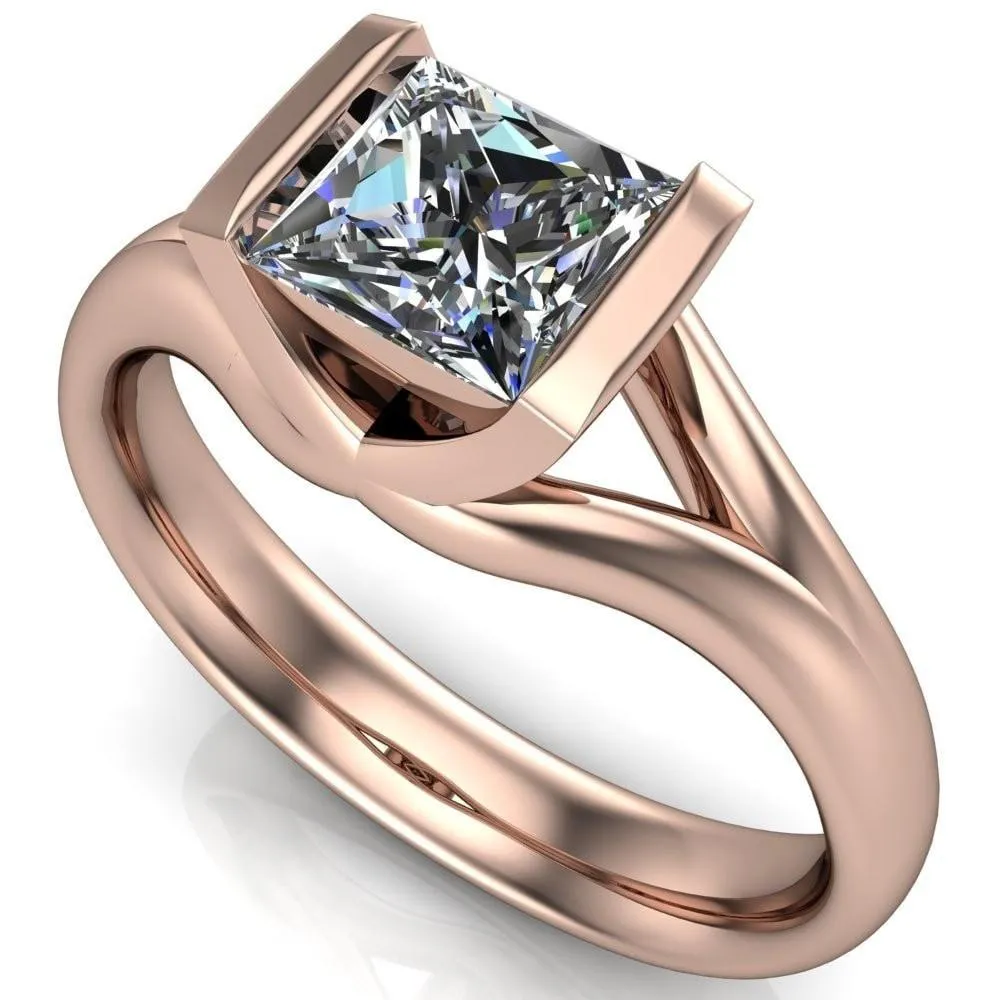 Cheshire Princess/Square Split Shank Half Bezel Engagement Ring