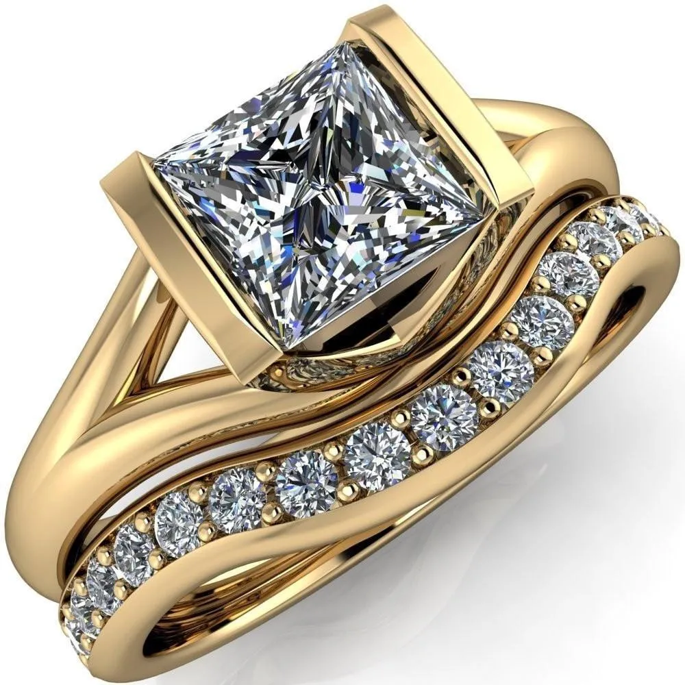 Cheshire Princess/Square Split Shank Half Bezel Engagement Ring