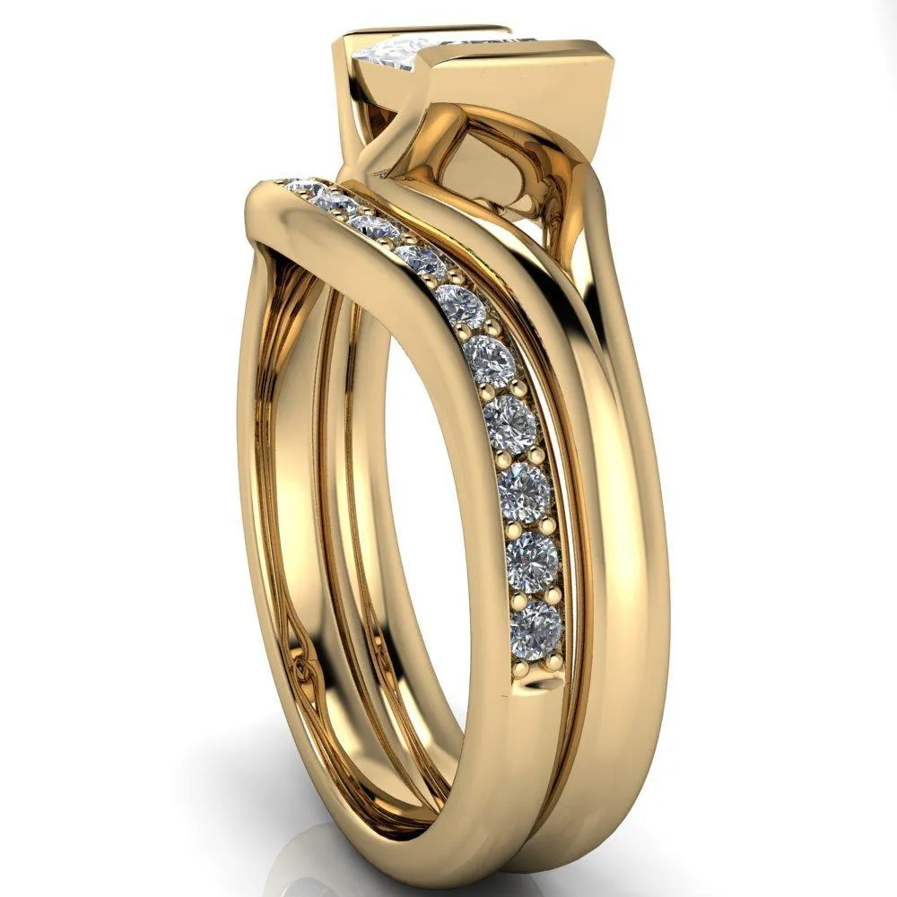 Cheshire Princess/Square Split Shank Half Bezel Engagement Ring