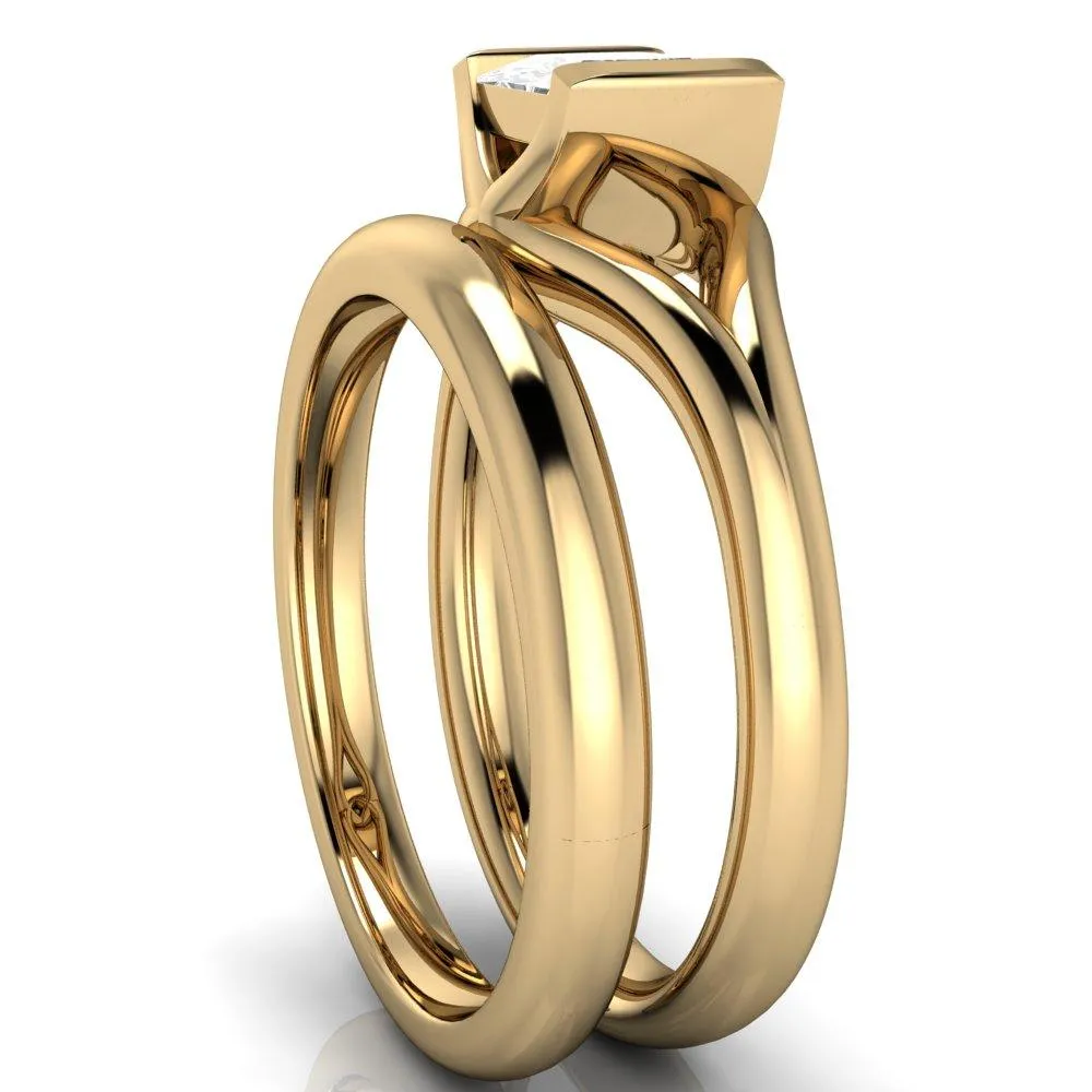 Cheshire Princess/Square Split Shank Half Bezel Engagement Ring