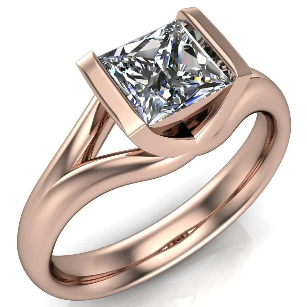 Cheshire Princess/Square Split Shank Half Bezel Engagement Ring