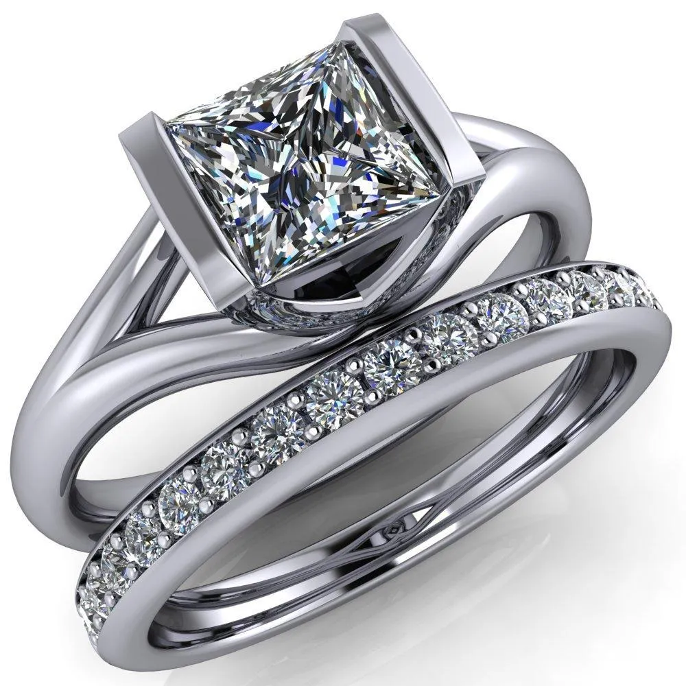 Cheshire Princess/Square Split Shank Half Bezel Engagement Ring