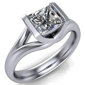 Cheshire Princess/Square Split Shank Half Bezel Engagement Ring