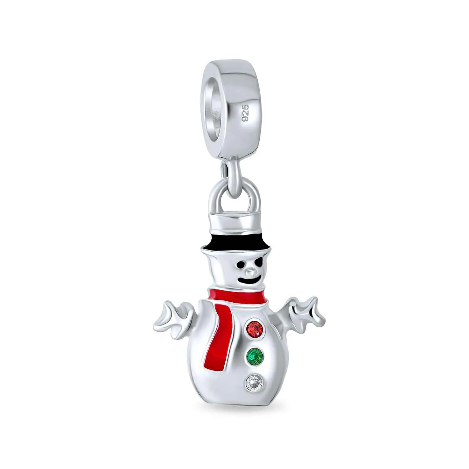 Christmas Charm Bead Frosty Snowman Dangle for Bracelets Sterling Silver
