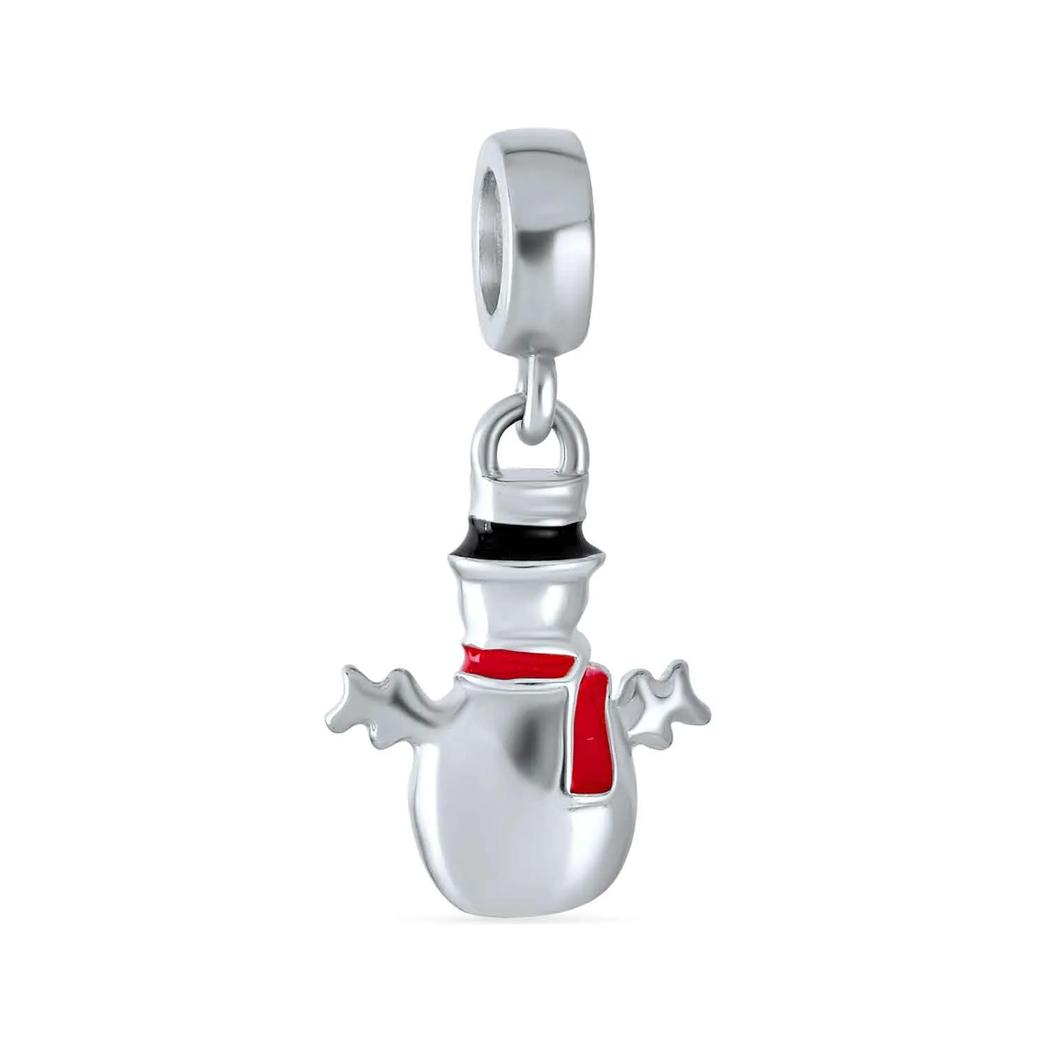 Christmas Charm Bead Frosty Snowman Dangle for Bracelets Sterling Silver
