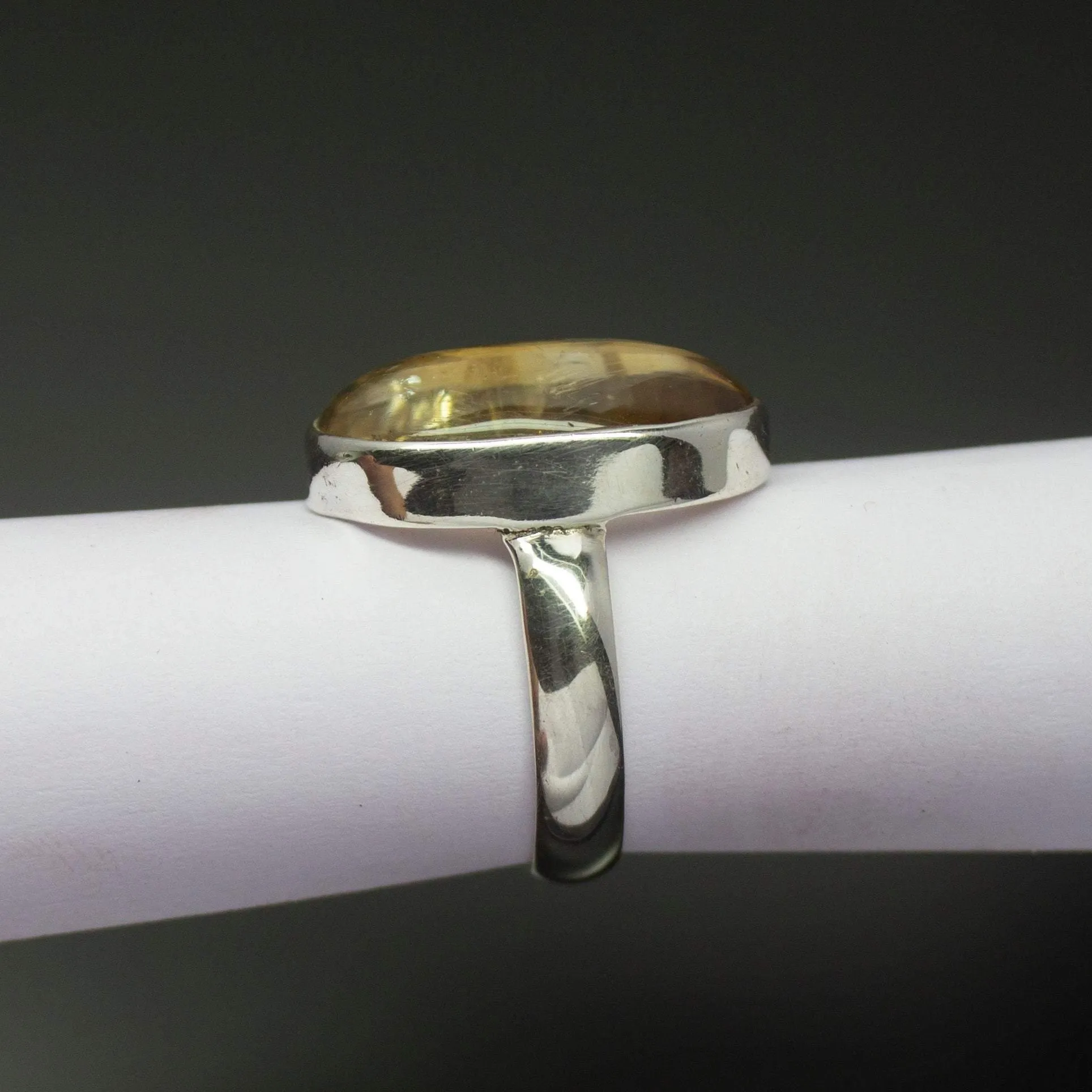 Christmas Gift, 5.87g, Handmade Natural Citrine Bezel 925 Sterling Silver Ring