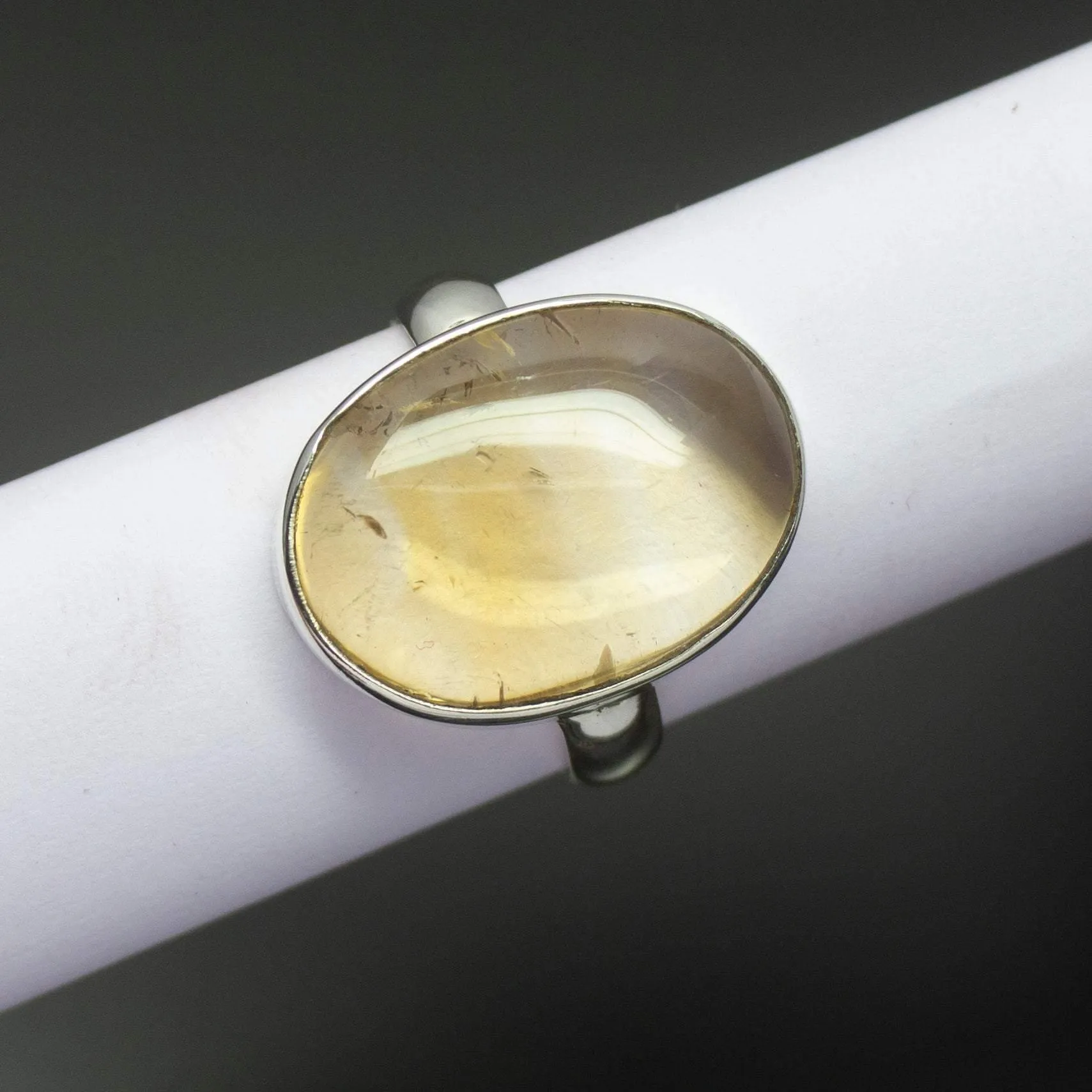 Christmas Gift, 5.87g, Handmade Natural Citrine Bezel 925 Sterling Silver Ring