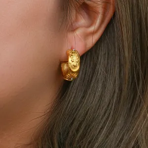 Chunky Astrology Embossed Hoop Earrings