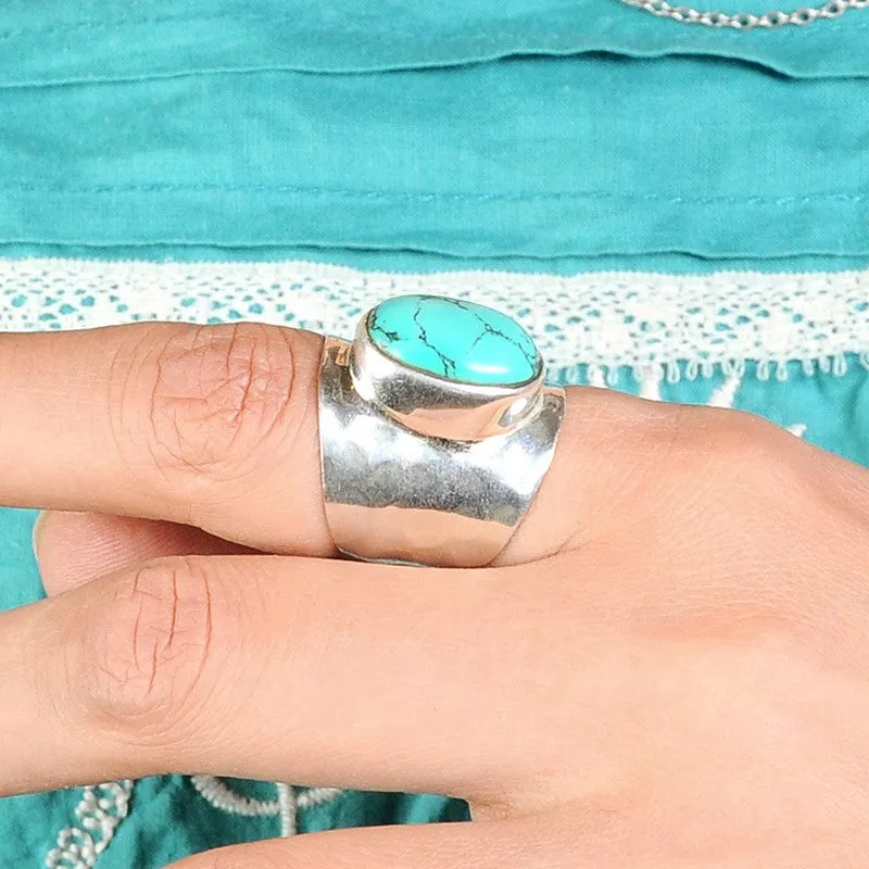 Chunky Boho Turquoise Ring