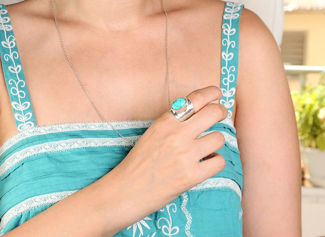 Chunky Boho Turquoise Ring