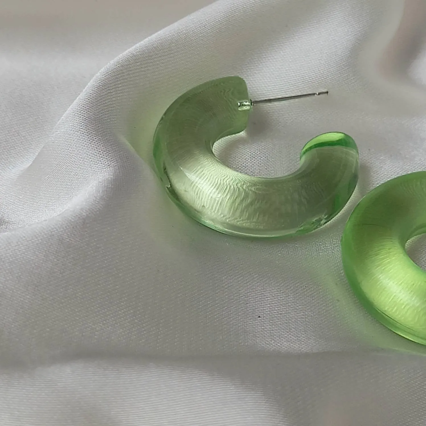 Chunky Green Resin Hoop Earrings -  Resin Earrings, Chunky Hoop Earrings, Thick Resin Earrings, Earrings In The UK, Hoop Earrings In The UK