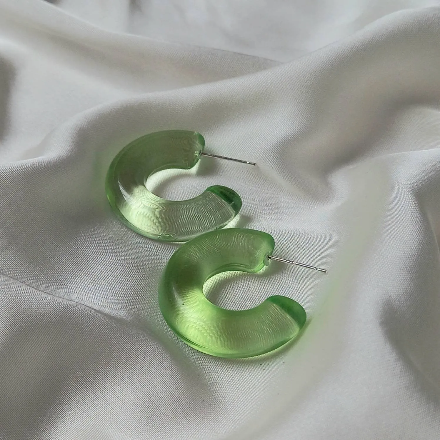 Chunky Green Resin Hoop Earrings -  Resin Earrings, Chunky Hoop Earrings, Thick Resin Earrings, Earrings In The UK, Hoop Earrings In The UK
