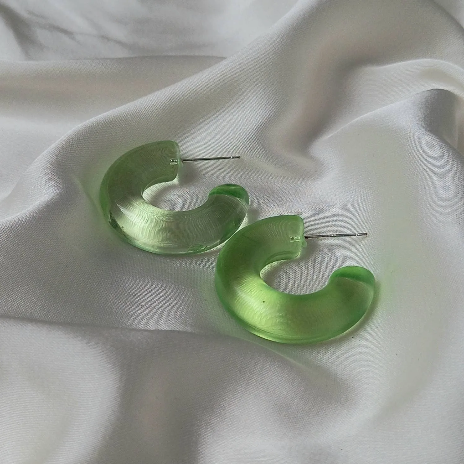Chunky Green Resin Hoop Earrings -  Resin Earrings, Chunky Hoop Earrings, Thick Resin Earrings, Earrings In The UK, Hoop Earrings In The UK