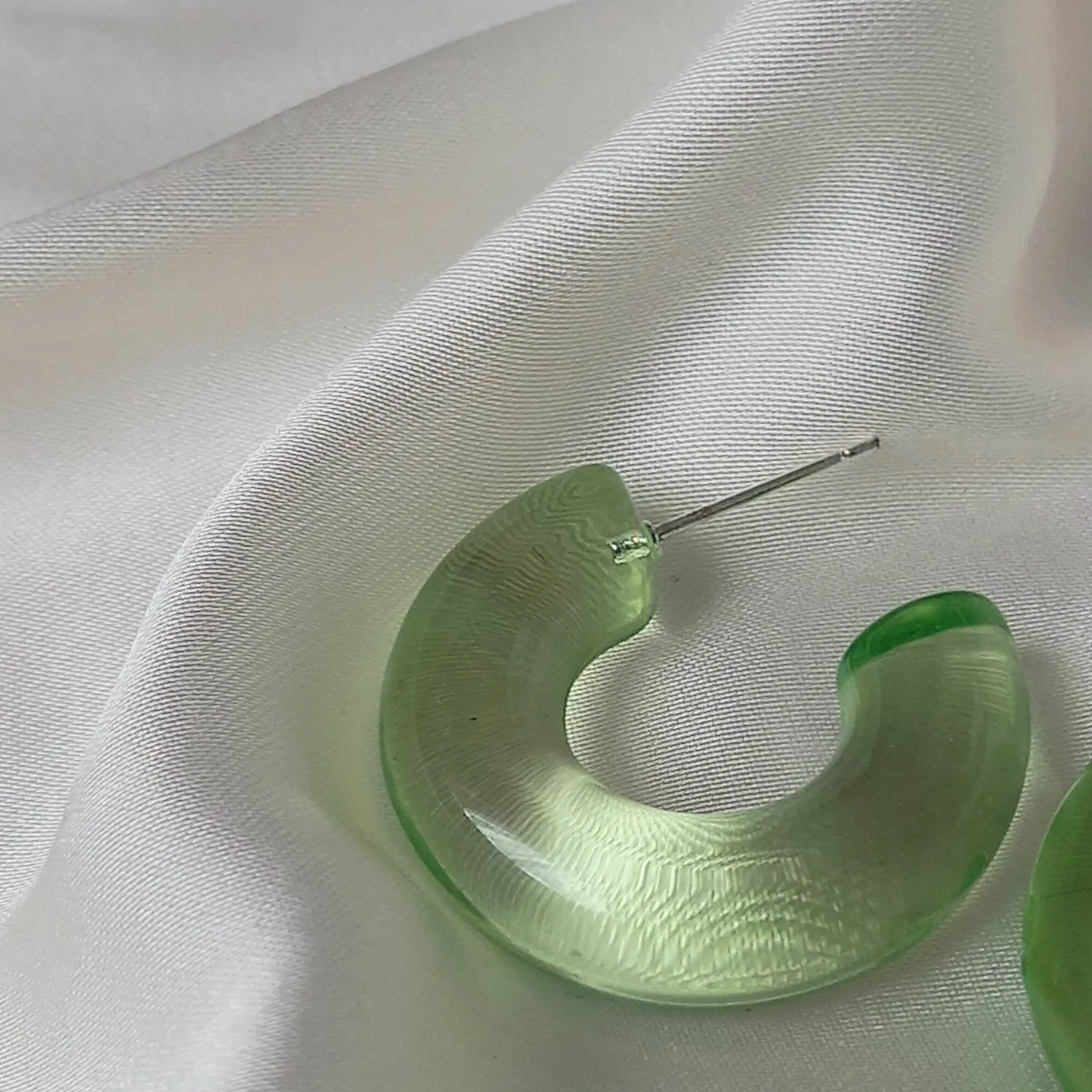 Chunky Green Resin Hoop Earrings -  Resin Earrings, Chunky Hoop Earrings, Thick Resin Earrings, Earrings In The UK, Hoop Earrings In The UK