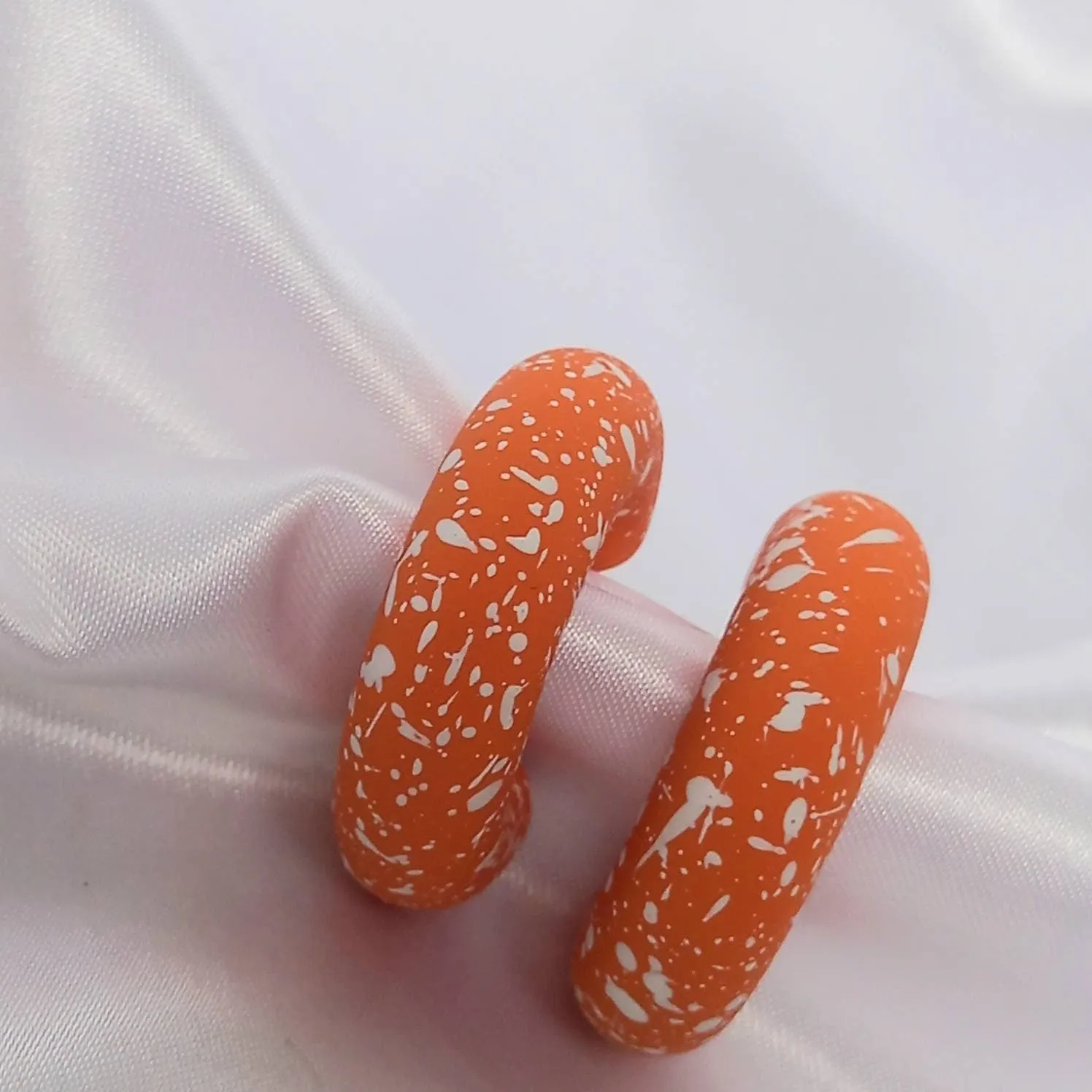 Chunky Orange Speckled Hoop Earrings - Orange Earrings,Chunky Hoop Earrings,Orange Hoop Earrings In The UK,Orange Hoop Earrings In The UK