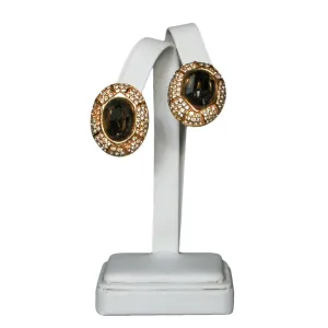 Ciner Smoked Crystal and Diamante Rhinestone Earrings