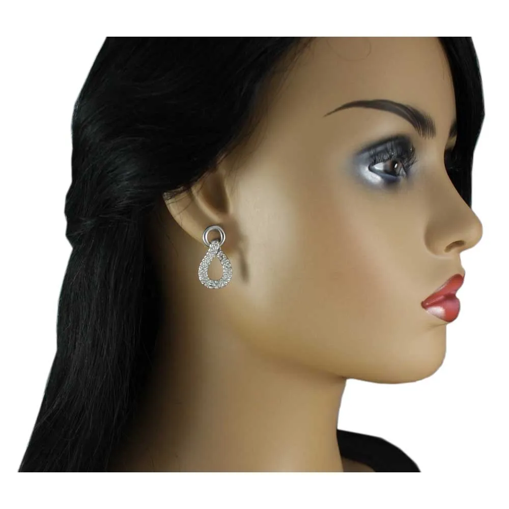Circle with Dangling Pave Crystal Teardrop Pierced Earring - REC526