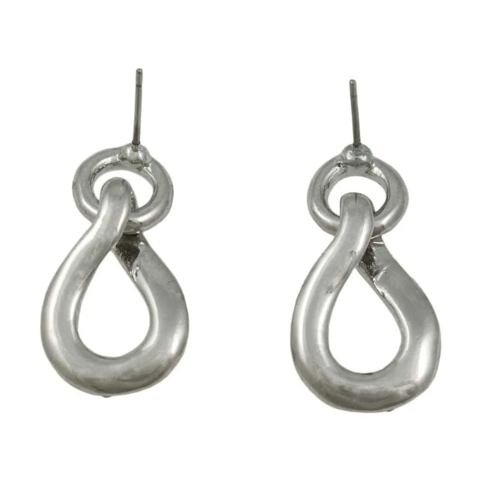 Circle with Dangling Pave Crystal Teardrop Pierced Earring - REC526