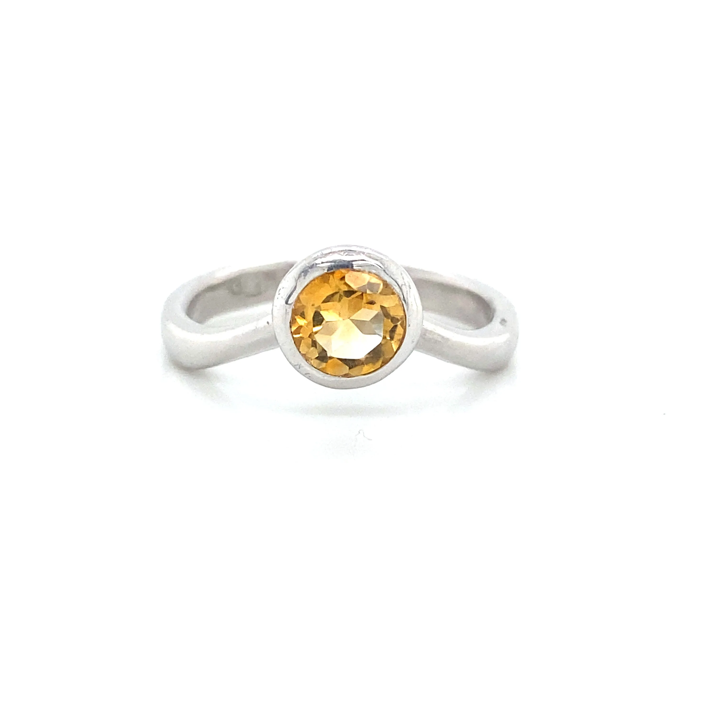 Citrine Curved Solitaire Bezel Ring