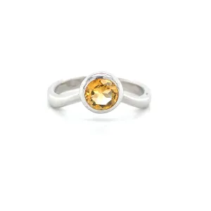 Citrine Curved Solitaire Bezel Ring