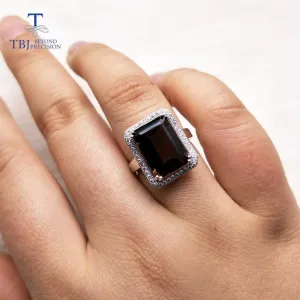 Classic Natural Smoky 925 Gemstone Ring