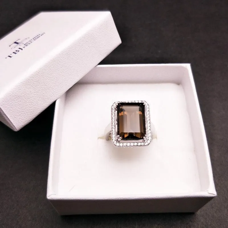 Classic Natural Smoky 925 Gemstone Ring