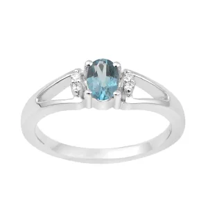 Classic Oval 6X4 MM Swiss Blue Topaz Solitaire Engagement 925 Sterling Silver Rings for Women
