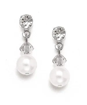 Classic Pearl & Crystal Drop Bridal or Bridesmaids Earrings