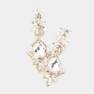 Clear Crystal and Rhinestone Chandelier Earrings on Gold| Pageant Earrings | 416864