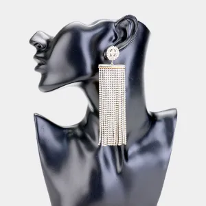 Clear Crystal Fringe Prom Earrings on Gold | 407551