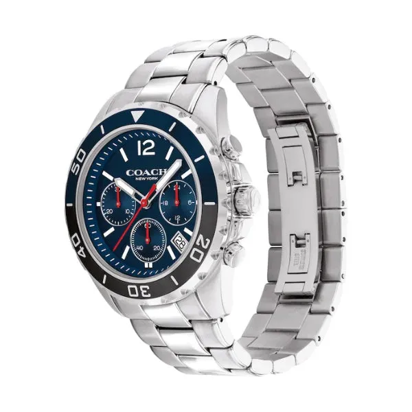 Coach Kent Silver Stainless Steel Blue Dial Chronograph Quartz Watch for Gents - 14602555