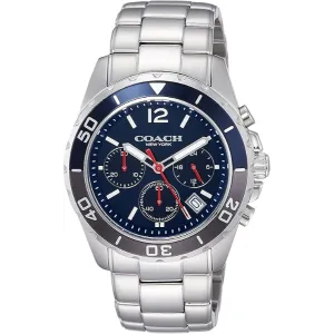 Coach Kent Silver Stainless Steel Blue Dial Chronograph Quartz Watch for Gents - 14602555
