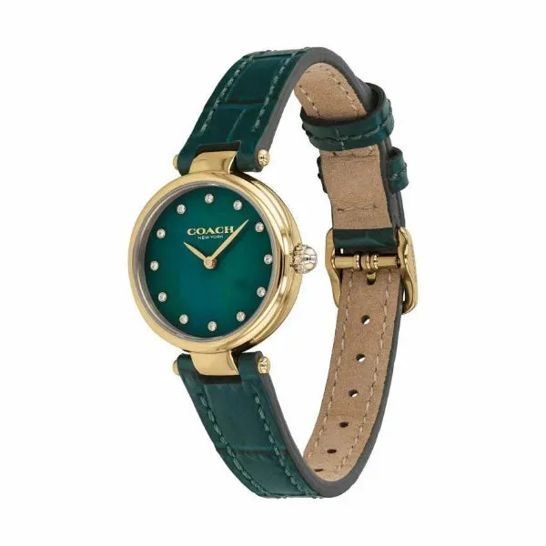Coach Park Green Leather Strap Green Dial Quartz Watch for Ladies - 14503534