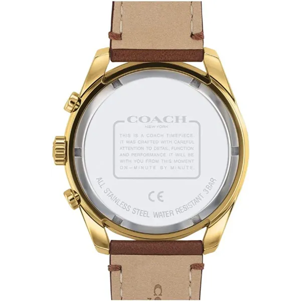 Coach Preston Brown Leather Strap Blue Dial Chronograph Quartz Watch for Gents - 14602513