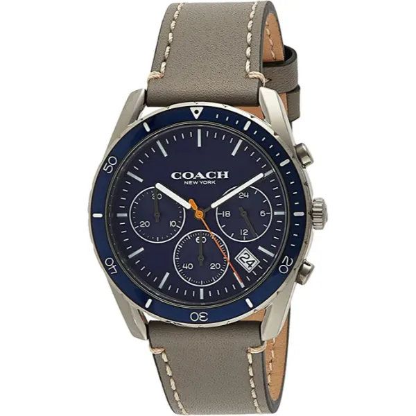 Coach Thompson Grey Leather Strap Blue Dial Chronograph Quartz Watch for Gents - 14602409