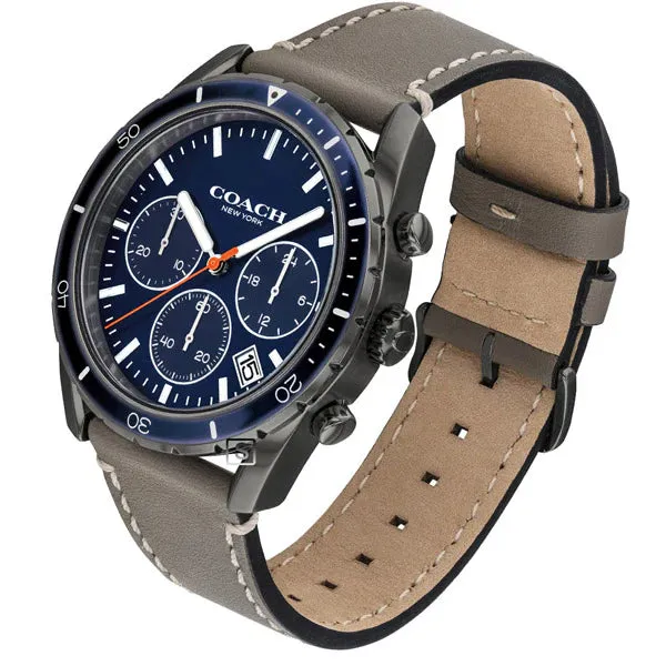 Coach Thompson Grey Leather Strap Blue Dial Chronograph Quartz Watch for Gents - 14602409