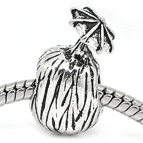 Coconut with Umbrella European Bead Compatible for Most European Snake Chain Bracelet